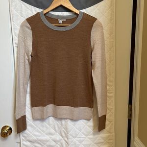 Halogen Light Brown and Beige Thin Knit Sweater, Size S